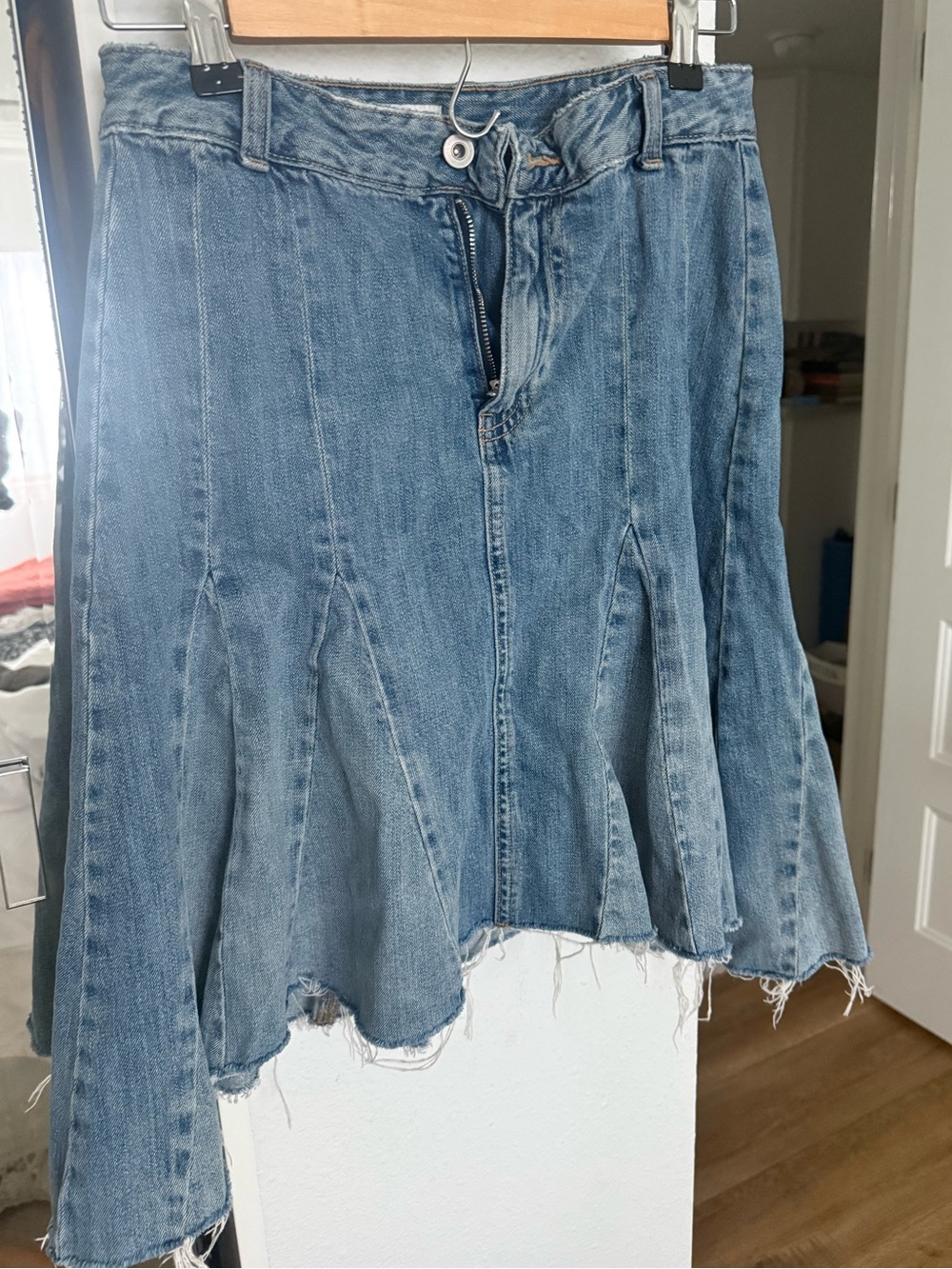Zara Light Blue Denim Flared Panel Jeans